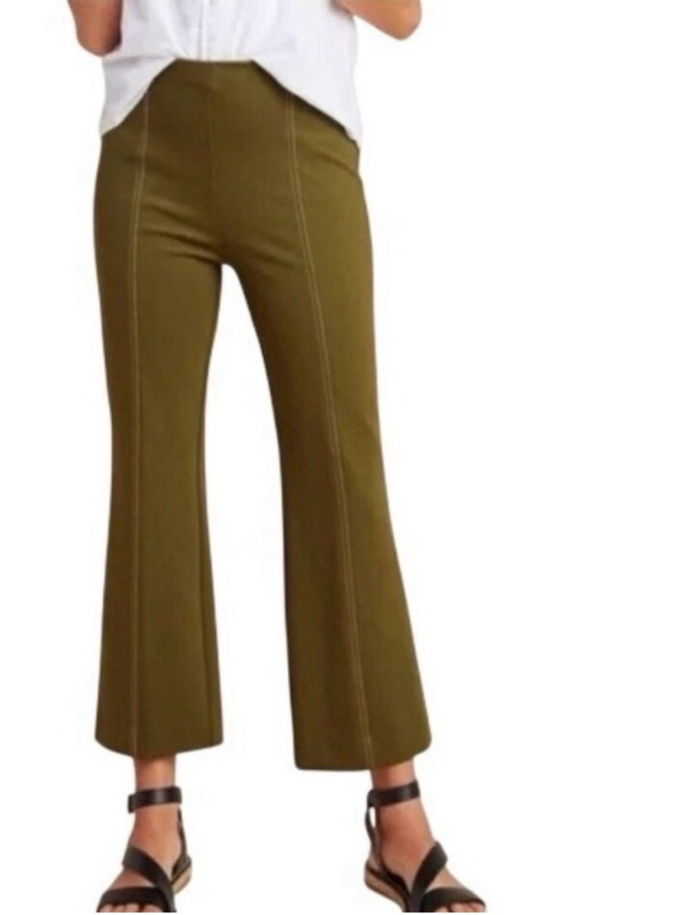 Anthropologie the essential crop flare Olive - Picture 7 of 7